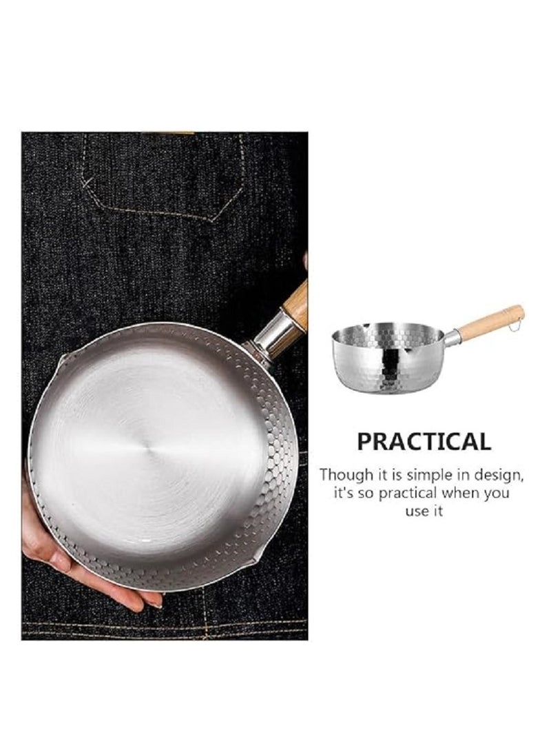 A non-stick stainless steel frying pan with a wooden handle, combining durability, ease of use, and an aesthetic touch. - Image 3