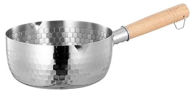 A non-stick stainless steel frying pan with a wooden handle, combining durability, ease of use, and an aesthetic touch. - Image 1