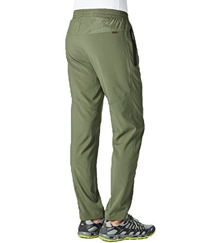 Gopune Men's Lightweight Hiking Travel Pants Breathable Athletic Workout Active Joggers Zipper Pockets (Army Green,M) - Image 5