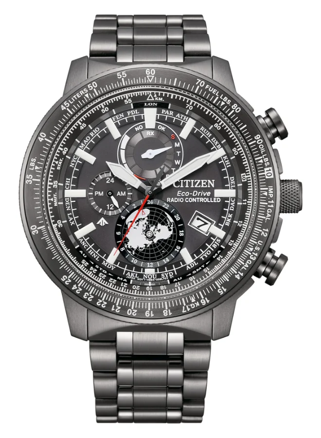 CITIZEN Men's Stainless Steel with Grey Plating Quartz Women Watch BY3005-56G - 46 mm