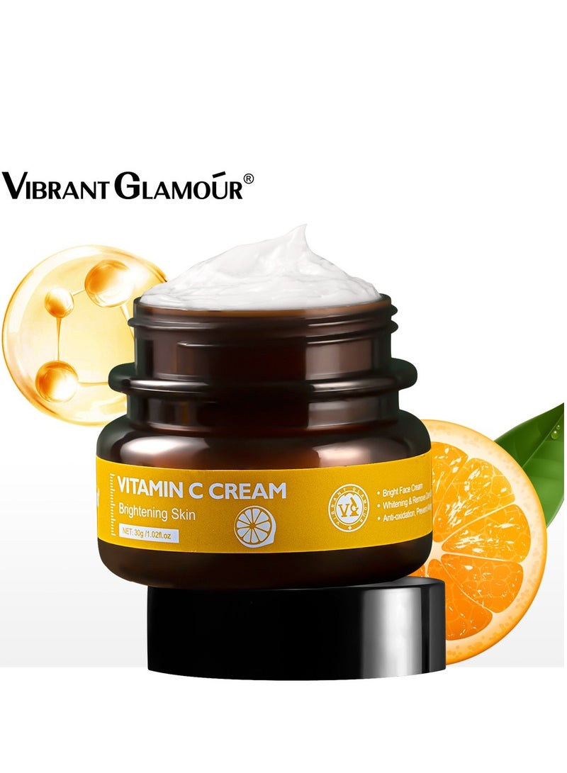Vibrant Glamour Vitamin C Cream for Brightening Dull Skin Reducing Roughness and Dark Spots Deep Moisturizing Even Skin Tone Anti-Aging Hydrating Facial Cream Ideal for All Skin Types 30g - Image 1