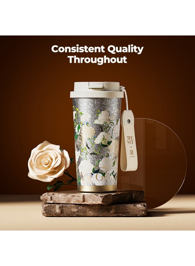 GERM Van Gogh Irises Titanium Vacuum Tumbler 500ml | GERM × THE MET Series Insulated Flask with Straw Lid | Pure Titanium Leak-Proof Coffee Mug | BPA-Free Reusable Hot & Cold Travel Cup  - Image 4