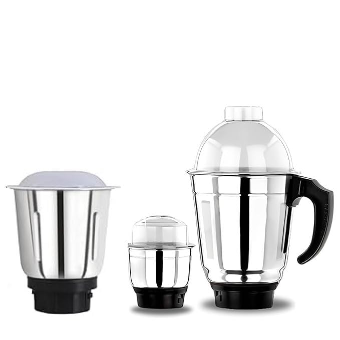 Stainless Steel Heavy Quality Mixer Grinder Jar Combo for Precision Grinding Suitable for All mixer Grinder Efficient Blade with Sharp Cutting Edge 4 Teeth Coupler Combo of 3  - Image 1