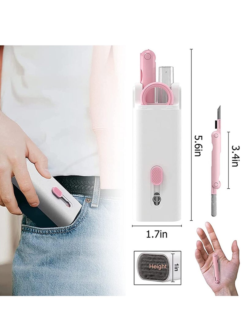 Pink 7-in 1 Laptop Screen Keyboard Earbud Cleaner Kit for Airpods Pro MacBook iPad iPhone iPod, walrfid Multi-Function Airpod Cleaning Pen Brush Tool Key Remover for PC Monitor, Phone, Computer