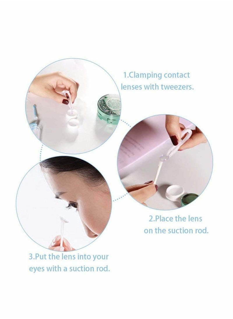 KASTWAVE Contact Lens Tweezer Case, Travel Tweezers and Suction Stick Contact Lenses Inserter Remover (5 Colors) Contact Lens Remover Plunger Holder Inserter Remover for Hard Lenses, 10 Pieces  - Image 3