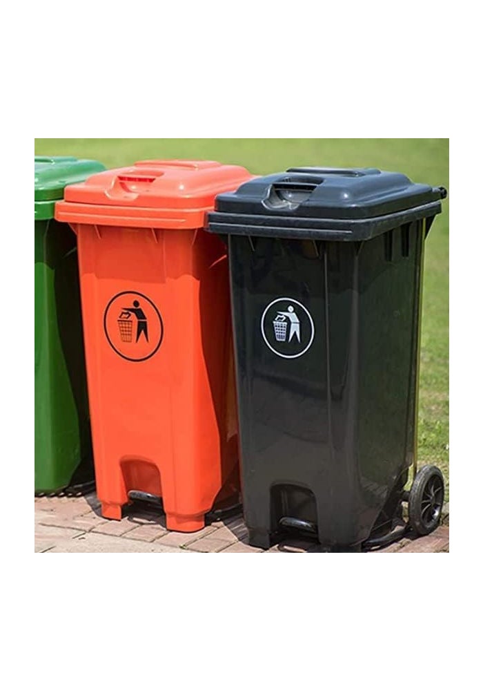 AQ AQSON AQSON 240L Plastic Trash Can with Foot Pedal and Wheels - Durable Green Waste Bin for Home, Office & Kitchen - Image 3