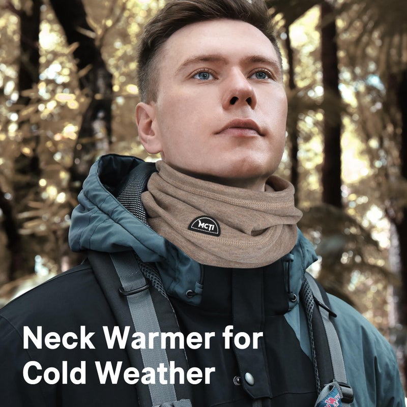 MCTi Neck Gaiter Warmer Winter Fleece Scarves Beanie Hat for Skiing Cycling Elastic Closure Black - Image 4