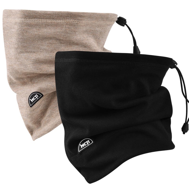 MCTi Neck Gaiter Warmer Winter Fleece Scarves Beanie Hat for Skiing Cycling Elastic Closure Black - Image 1