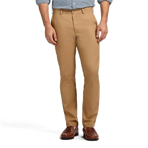 IZOD Men's American Chino Flat-Front Straight-Fit Pants, English Khaki, 36W x 29L - Image 1