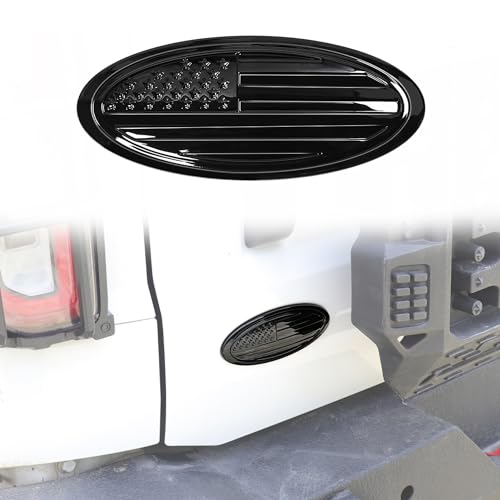 BESTAOO 5 Inch Rear Tailgate Emblem Compatible with 20212026 Ford Bronco 24 Door and Bronco Sport Overlay American Flag Decals Exterior Accessories Black - Image 1