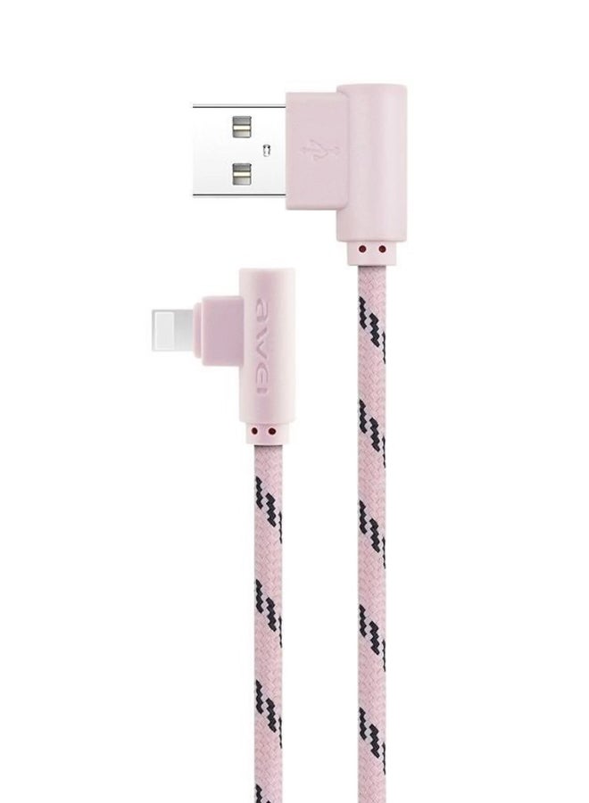 كابل Micro USB للشحن ومزامنة البيانات على شكل حرف L ذهبي وردي/أسود