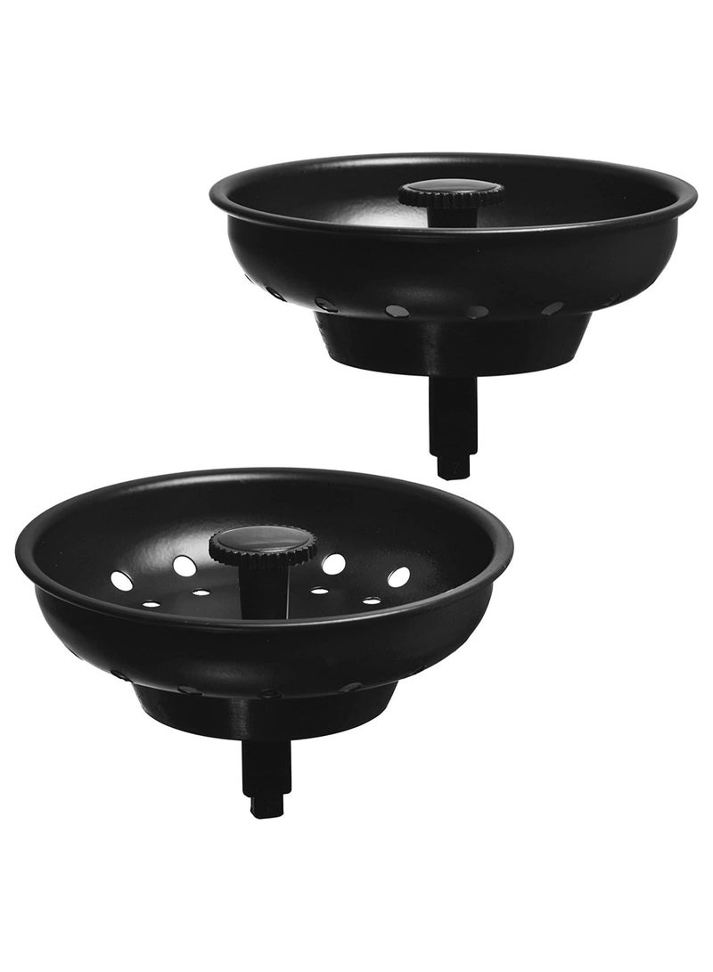 شو وو 2PCS Kitchen Sink Strainer Replacement, Stopper Combo Basket Electroplated Stainless Steel Rubber Bottom for Standard 3-1/2 inch Drain - Image 1