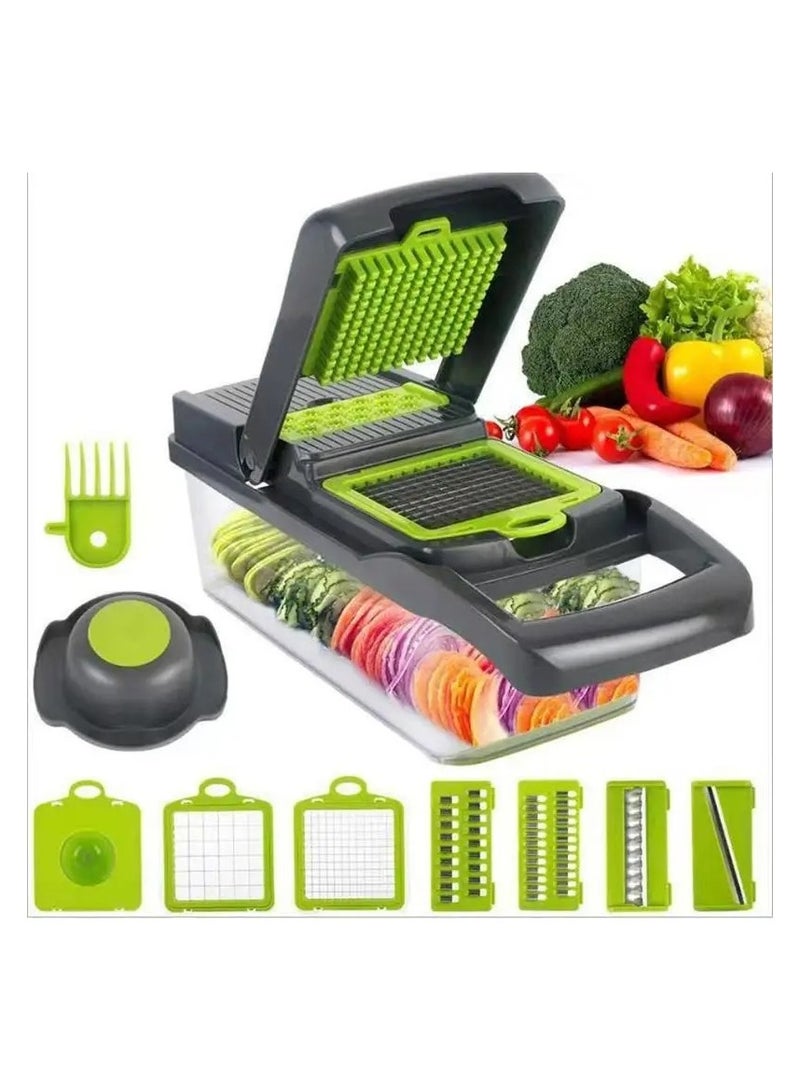 Zaros Multi-Functional Vegetable Chopper with Basket, Fruit Cutter, Potato Chopper, Carrot Grinder, Household Tools, 14-in-1, 16-in-1 - Image 1