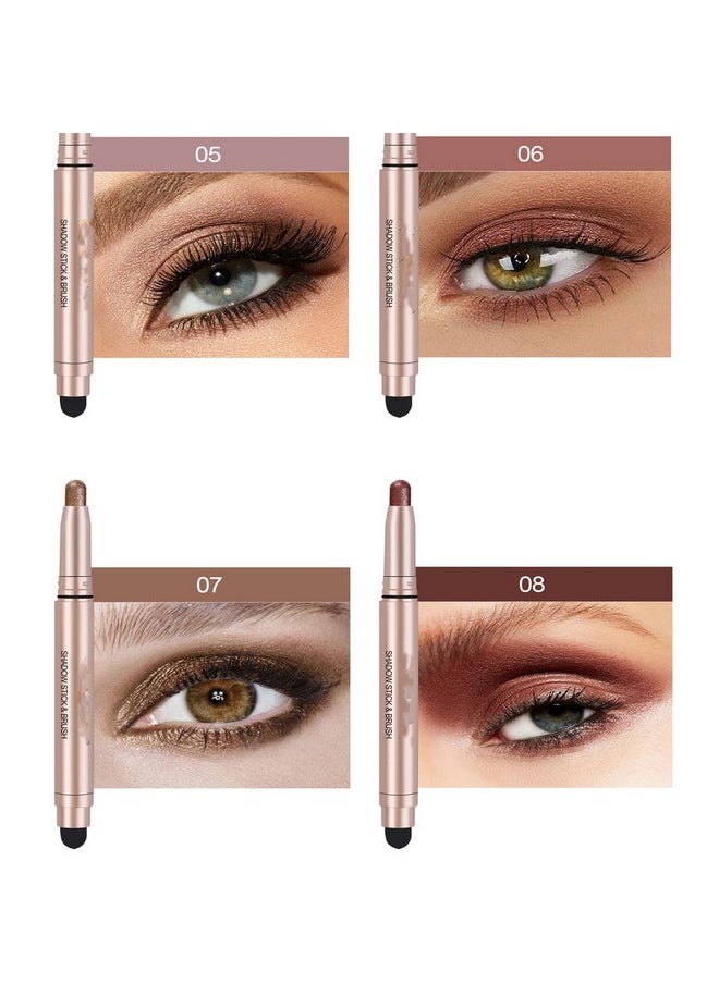 Melemando 12 Pcs Shimmer Eyeshadow Stick Set Colorful Eye Makeup Eyeshadow Highlighter Pen Waterproof Glitter Cream Eye Shadow Stick Makeup.  - Image 5