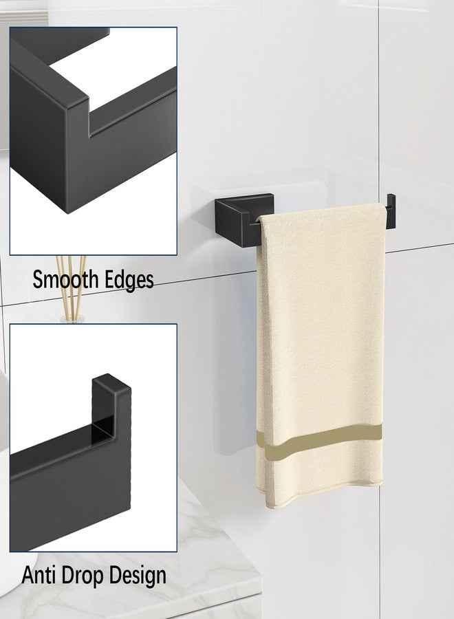 Gypie Hand Towel Holder for Bathroom Wall 2 Pack -Square Hidden Mount with Dual Screws, Anti-Slip End, Stainless Steel, Matte Black - Image 5