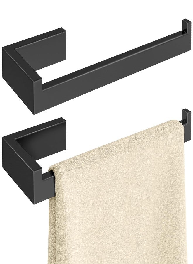 Gypie Hand Towel Holder for Bathroom Wall 2 Pack -Square Hidden Mount with Dual Screws, Anti-Slip End, Stainless Steel, Matte Black - Image 1