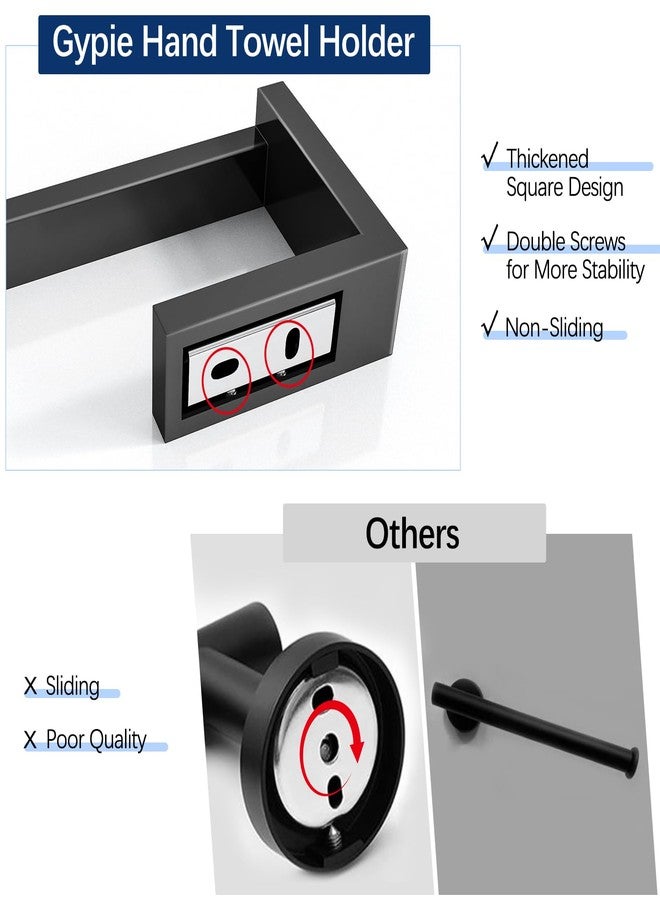 Gypie Hand Towel Holder for Bathroom Wall 2 Pack -Square Hidden Mount with Dual Screws, Anti-Slip End, Stainless Steel, Matte Black - Image 4