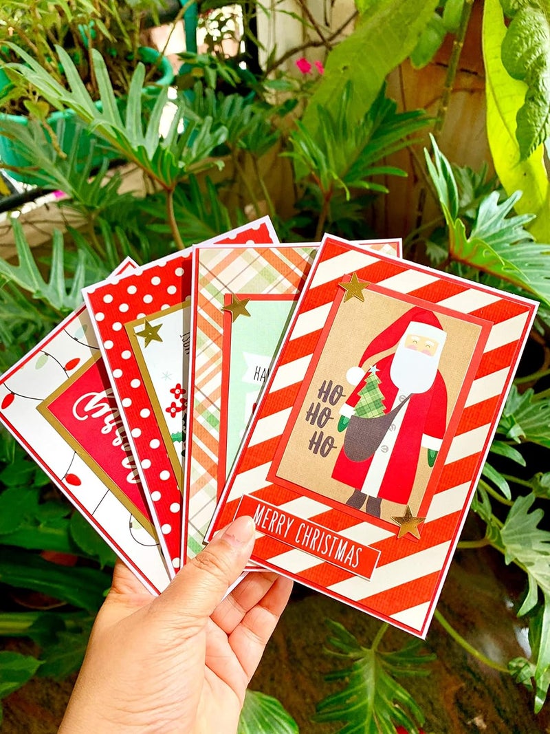 Crafted Forever handmade Christmas greeting card pack of 4 with envelopes 4x6 size Inside Blank 300 GSM paper used