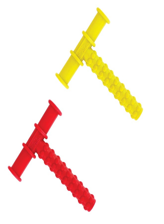 MJ Talk Tools® Opt (Oral Placement Therapy) Chewy Tube| Non-Toxic Biting Toy for Effective Oral Sensory Therapy | Texture Chewing Tube for Autism | Teether for Children and Adults (Red + Yellow) - Image 1