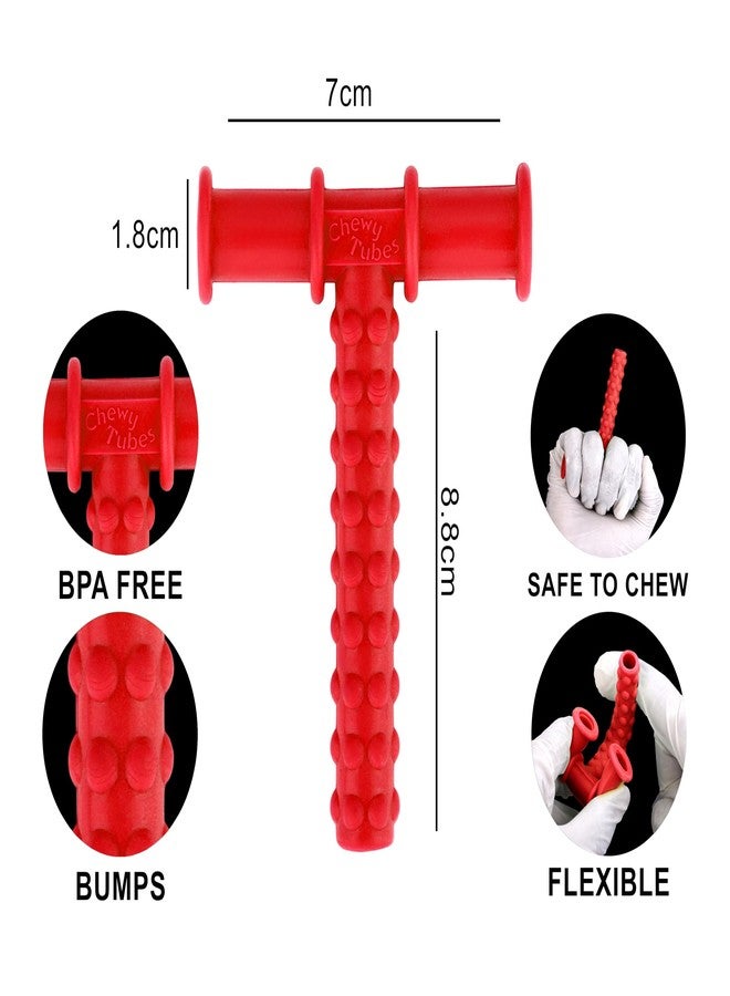 MJ Talk Tools® Opt (Oral Placement Therapy) Chewy Tube| Non-Toxic Biting Toy for Effective Oral Sensory Therapy | Texture Chewing Tube for Autism | Teether for Children and Adults (Red + Yellow) - Image 2
