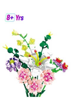 SYOSI Flower Bouquet Building Blocks Pink Carnation Lily Building Blocks Sets Gift Flower Building Block Set  - Image 1
