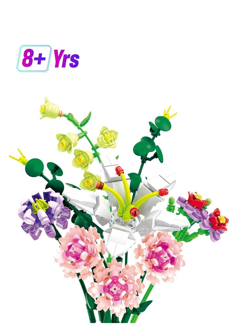 SYOSI - Flower Bouquet Building Blocks Pink Carnation Lily Building Blocks Sets Gift Flower Building Block Set - Image 1