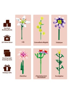 SYOSI Flower Bouquet Building Blocks Pink Carnation Lily Building Blocks Sets Gift Flower Building Block Set  - Image 5
