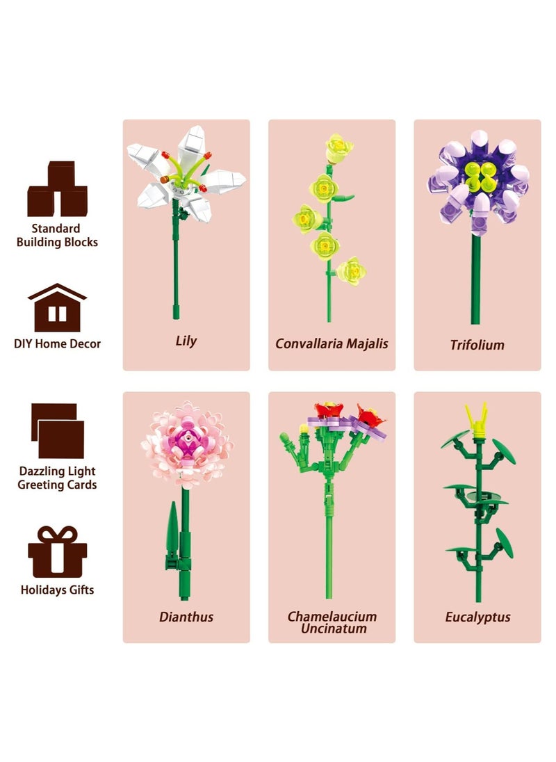 SYOSI - Flower Bouquet Building Blocks Pink Carnation Lily Building Blocks Sets Gift Flower Building Block Set - Image 1