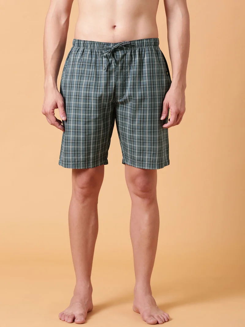 Joven JOVEN Men Checked Cotton Lounge Shorts