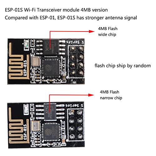 Wishiot 2pcs ESP-01S ESP 01S WiFi Wireless Serial Transceiver Module 4MB Flash 3.3V Wi-Fi Module Compatible with Ar-duino IDE - Image 3