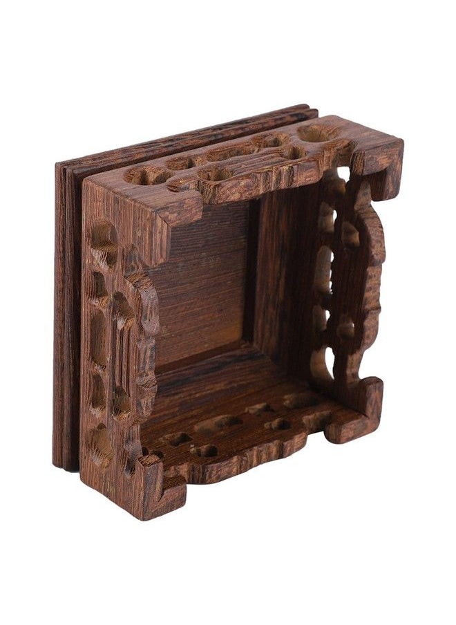 Estink - Oriental Vase Stand Pedestal Real Wood Plant Stool Wooden Display Stands For Vases Small Pots(10X10X3.7Cm) - Image 1