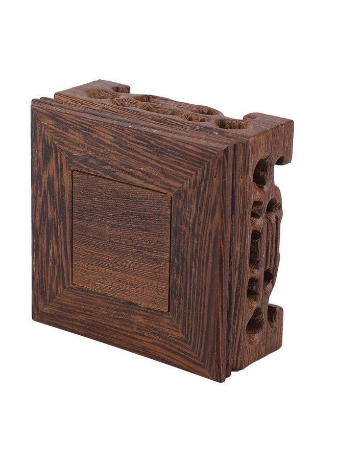 Estink - Oriental Vase Stand Pedestal Real Wood Plant Stool Wooden Display Stands For Vases Small Pots(10X10X3.7Cm) - Image 1