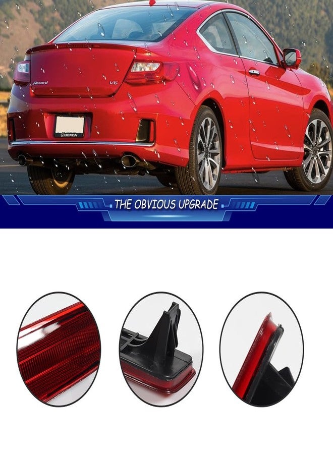 TurningMax For 2013 2014 2015 Honda Accord Coupe LED Rear Bumper Reflector Tail Brake Light housings Red Lens 33505T3LA02 / 33505-T3L-A02 - Image 2
