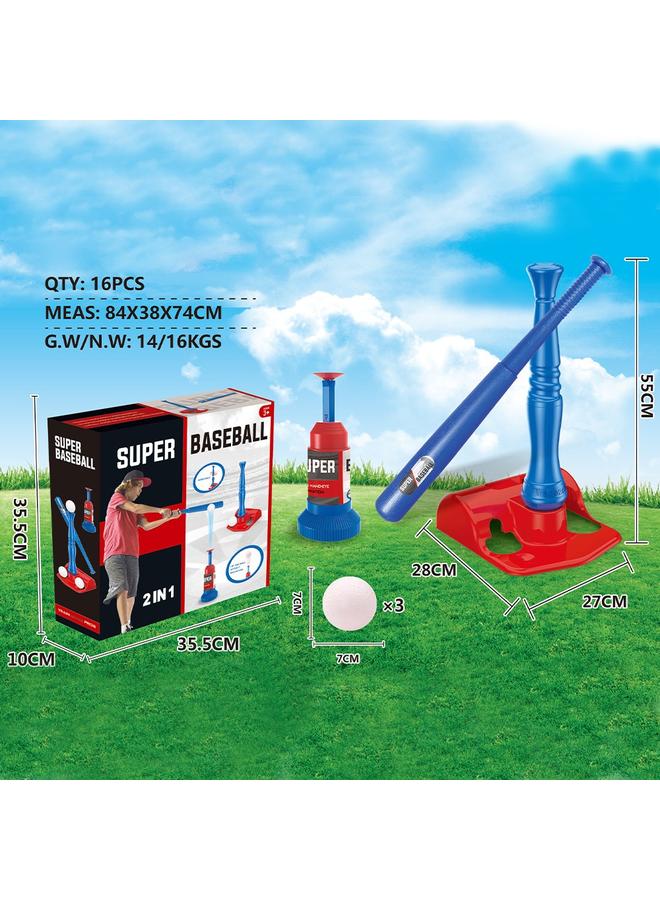 الأزرق جي دبليو <تصدير إلى أمريكا الشمالية> 2 في 1 لعبة مضارب الكرة اللينة للأطفال كرة السلة المحمولة ضربة قاعدة التدريب - Image 3