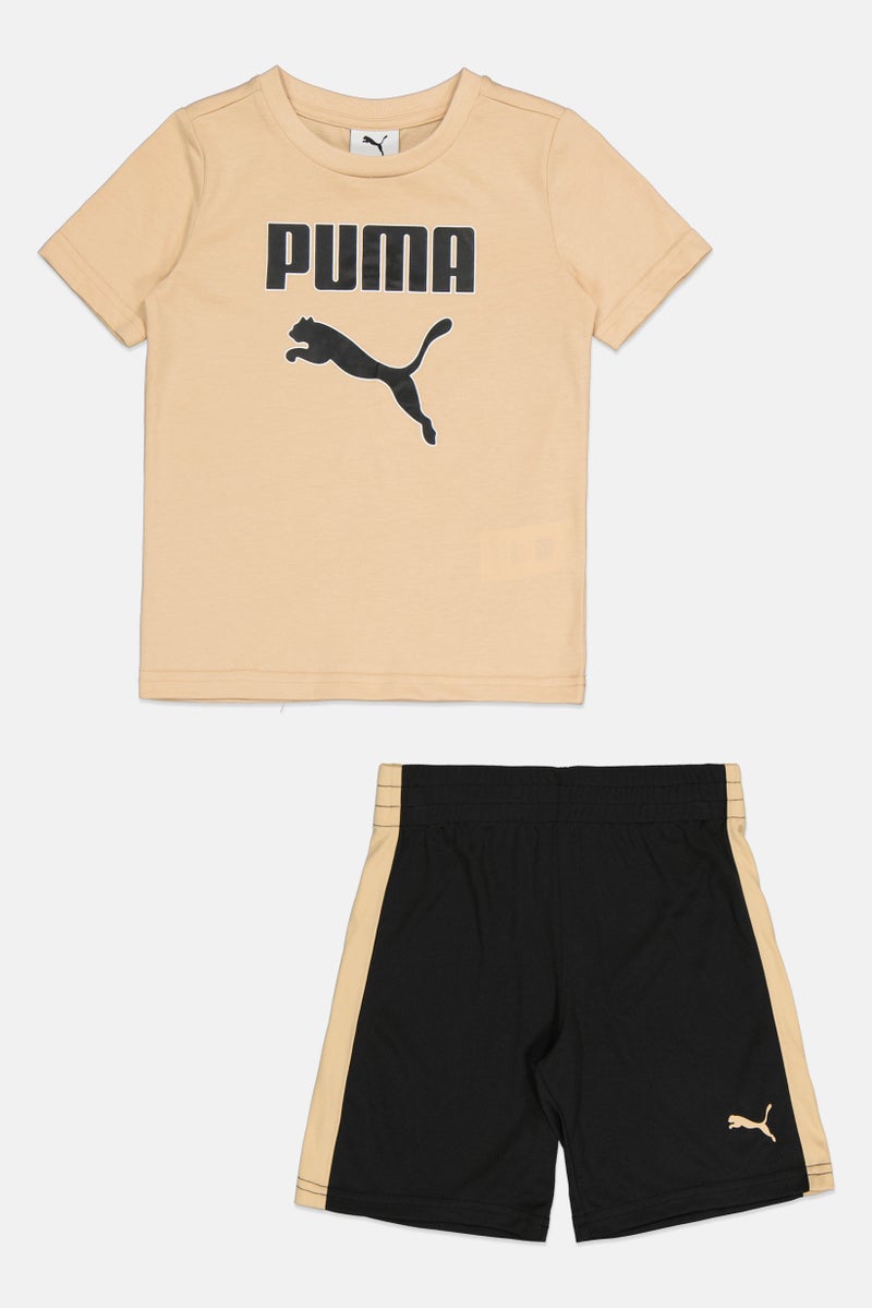 PUMA طقم تي شيرت قصير الأكمام وشورتات للأطفال الأولاد من علامه تجارية مكون من قطعتين، متعدد الألوان - Image 3