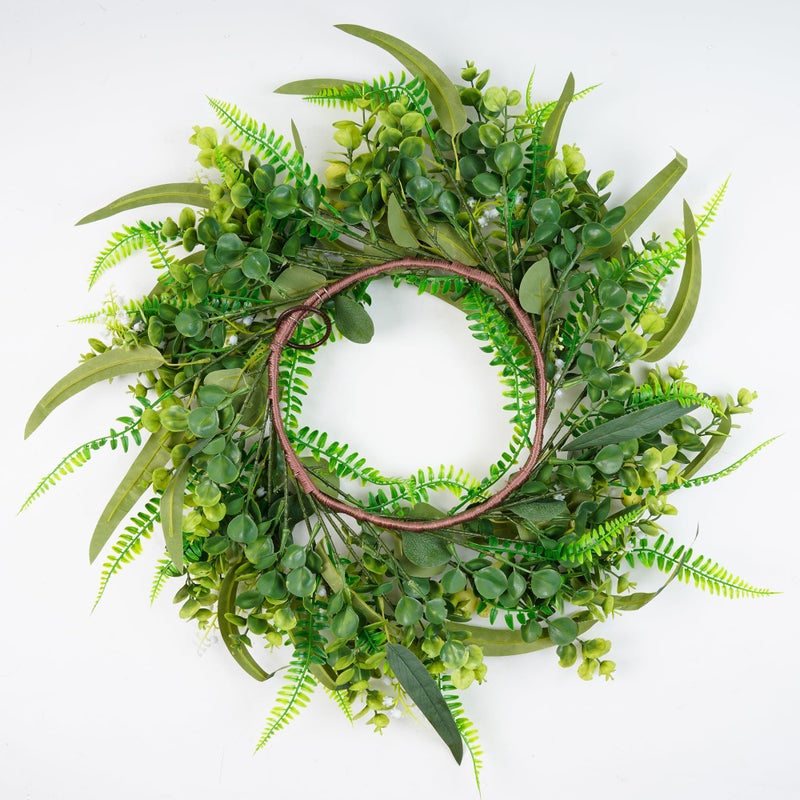 SEVENLOVE Artificial Eucalyptus Wreath for Front Doorï¼Œ20in Front Door Wreath All Season with Eucalyptus Leavesï¼ŒLarge White Berries for Outside Wall Window Farmhouse Indoor Outdoor Party Holiday - Image 4