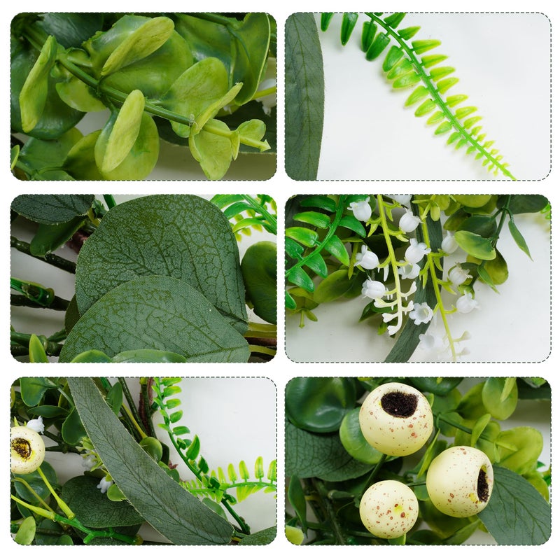 SEVENLOVE Artificial Eucalyptus Wreath for Front Doorï¼Œ20in Front Door Wreath All Season with Eucalyptus Leavesï¼ŒLarge White Berries for Outside Wall Window Farmhouse Indoor Outdoor Party Holiday - Image 5