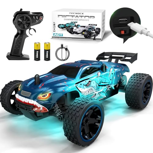 Tecnock RC Cars for Kids 118 Scale 2WD RC Car with USBC Easy Charging 24GHz Remote Control Car with LED Lights 50 Mins Playtime Toys Gifts for Boys Girls Ages 812 - Image 1
