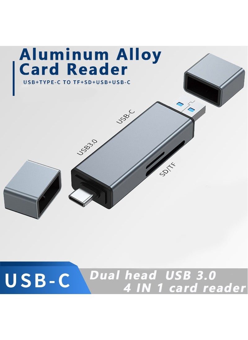 Samu - Multi-port Multi-functional Aluminum Alloy Card Reader, USB + Type C To 3.0 USB + USB C + SD + TF Card Reader - Image 1