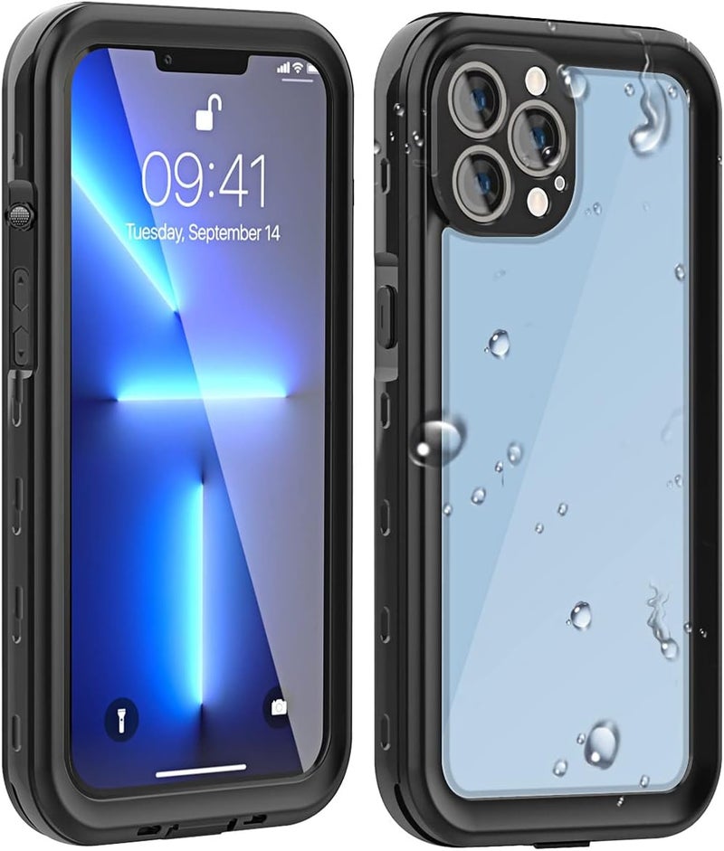 ايه اي كيس غطاء مقاوم للماء لهاتف iPhone 13 Pro MAX، حماية 360 درجة مع شاشة مدمجة للحماية، معتمد بشهادة IP68، غطاء مقاوم للماء للاستخدام الخارجي لهاتف iPhone 13 Pro MAX مقاس 6.7 بوصة - Image 1