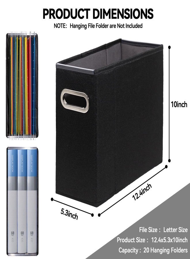 Comfortkeeper 4 Packs Letter Size File Organizer, File Folders Organizer, Fabric Storage Box, Collapsible Paper Organizer with Metal Handle, Smooth PVC Rails, Only Box (Black) - Image 2