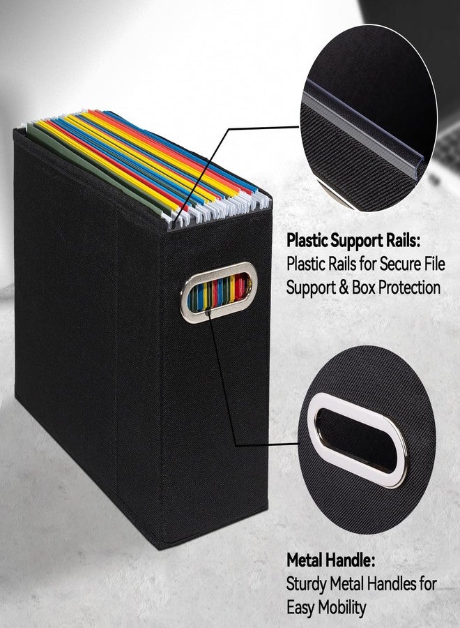 Comfortkeeper 4 Packs Letter Size File Organizer, File Folders Organizer, Fabric Storage Box, Collapsible Paper Organizer with Metal Handle, Smooth PVC Rails, Only Box (Black) - Image 4