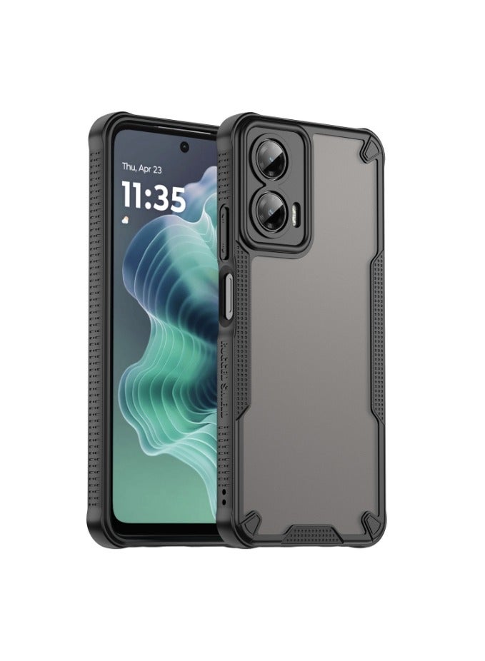 for Motorola G35 5G Case, TPU + PC Cover Full Portection Shockproof Flexible Frosted Phone Case for Motorola G35 5G, Black - Image 1