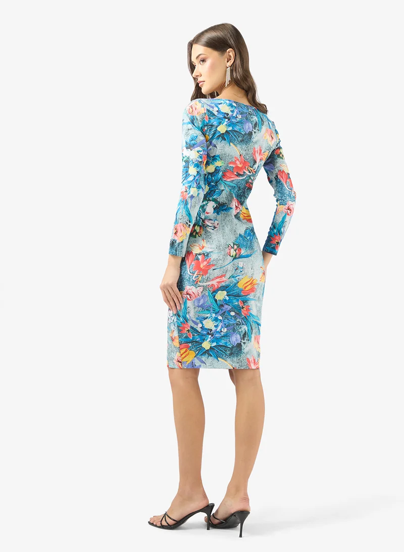 Golden Apple  Floral Printed Zip Detail Dress for Women | Best Price UAE