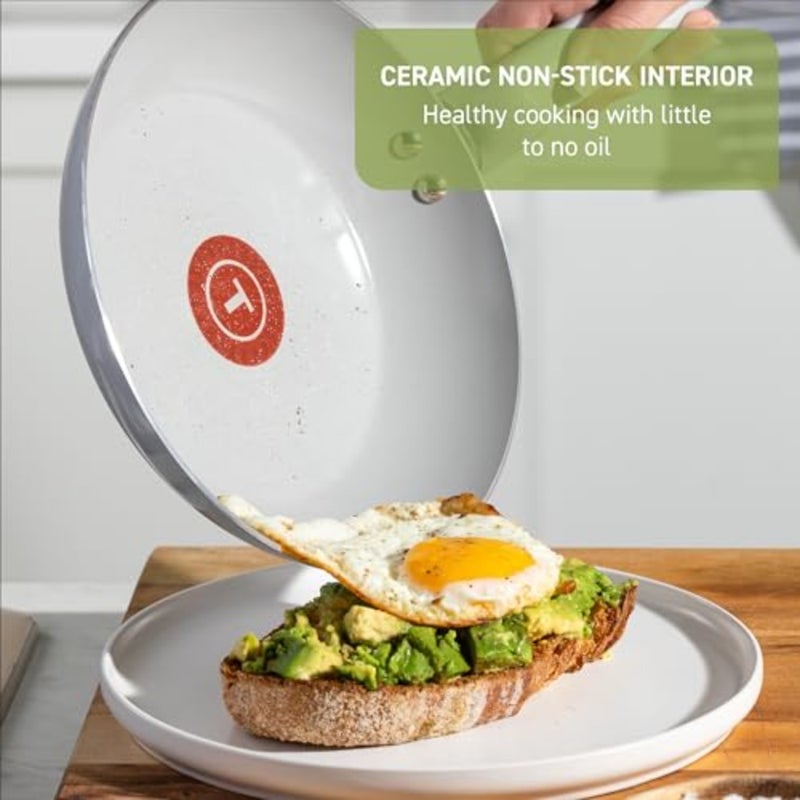 12 Inch Ceramic Non-Stick Fry Pan for Healthy Cooking, Oven and Broiler Safe up to 350F, Mint Green Ceramic Cookware Skillet - Image 2