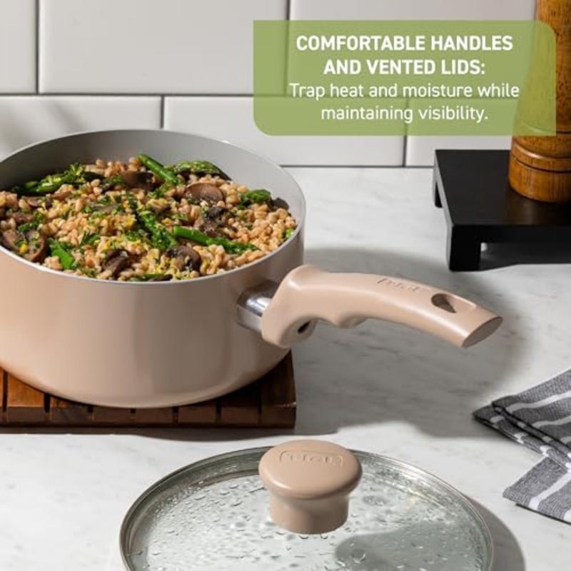 12 Inch Ceramic Non-Stick Fry Pan for Healthy Cooking, Oven and Broiler Safe up to 350F, Mint Green Ceramic Cookware Skillet - Image 4