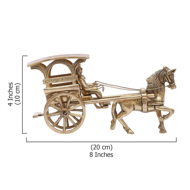 Two Moustaches Brass European Horse Carriage Showpiece Brass Showpiece for Home Decor Standard Antique White Pack of 1 - Image 5