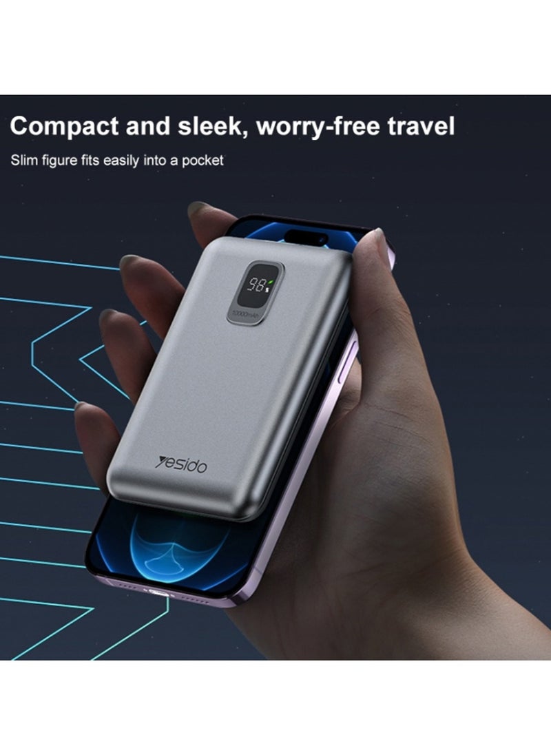 Yesido - 10000mAh YP46 Power Bank Digital Display 20W PD Fast Charge Grey - Image 1