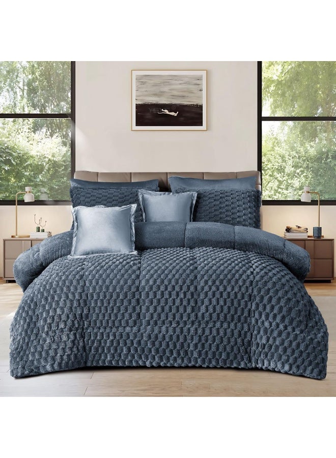 Roshen 4-piece winter single bed sheet set, soft velvet middle filling with plain fur, double-sided, velvet material, quilt size 210*170