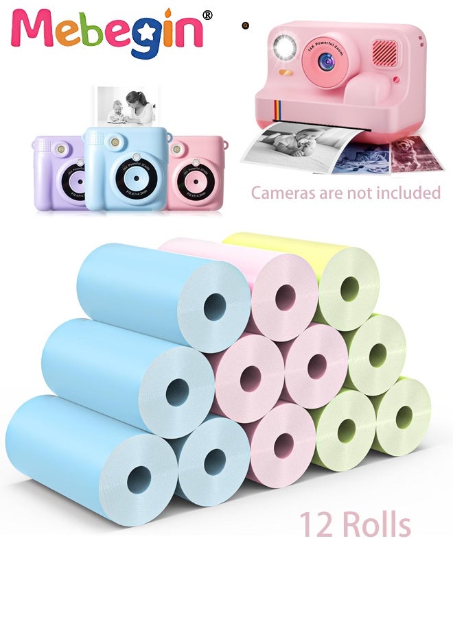 MEBEGIN 12 Rolls Kids Camera Print Paper Refill, Kids Instant Print Camera Photo Papers, 57x 25mm Thermal Paper Rolls, Compatible with Most Children Instant Print Camera, HD Printing, BPA Free - Image 1